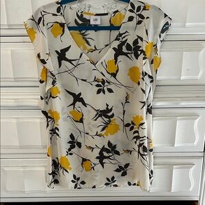 CAbi Women's Blouse - Yellow and Black Floral